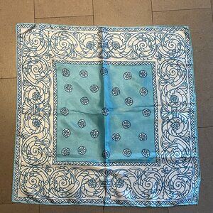 Vintage 60s Scarf by Vera Blue & White Swirl Pattern-Made in Japan